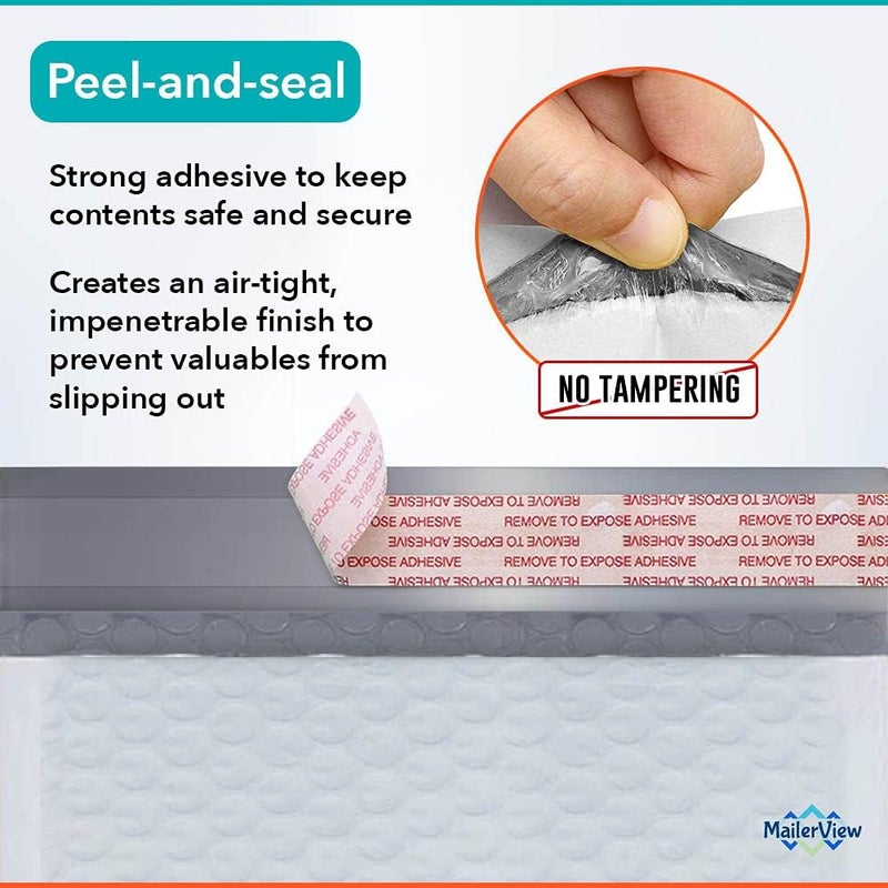 MAILERVIEW White Large Poly Bubble Mailers 9.5x14.5 inch #4 | Self Seal Padded Envelopes Cushioned Bubble Mailer | Usable Size 9.5x13.5 | WaterProof | Lightweight mailing Shipping Bags | 100 Pack Bulk | USA Made - Image 3